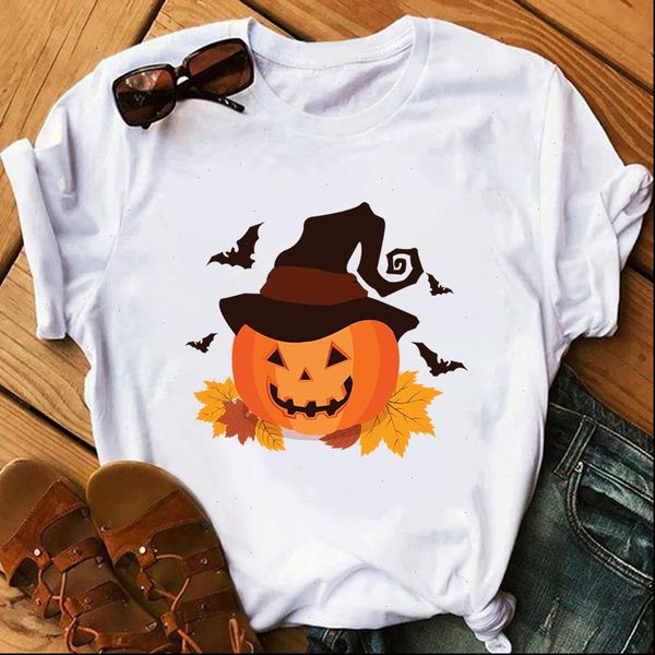 

harajuku women woman tshirts graphic halloween pumpkin tee ladies tshirt female causal clothes t shirt camisetas mujer, White