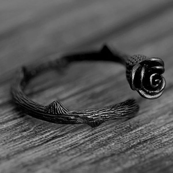 

cluster rings circle womens christmas party gift adjustable joint ring gun black plated rose flower for women jewelry, Golden;silver