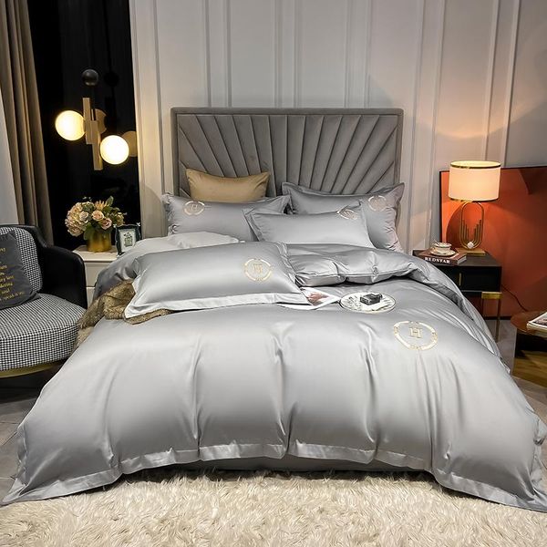 

bedding sets 100% cotton luxury embroider 2 people bed linen solid colors with twin double  king size duvet cover set