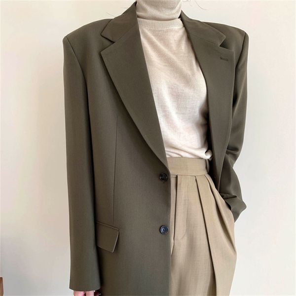 

women's suits & blazers hzirip plus size ol blazers solid vintage sleeves complete casual jackets fall lady from office retro-loose 9t, White;black
