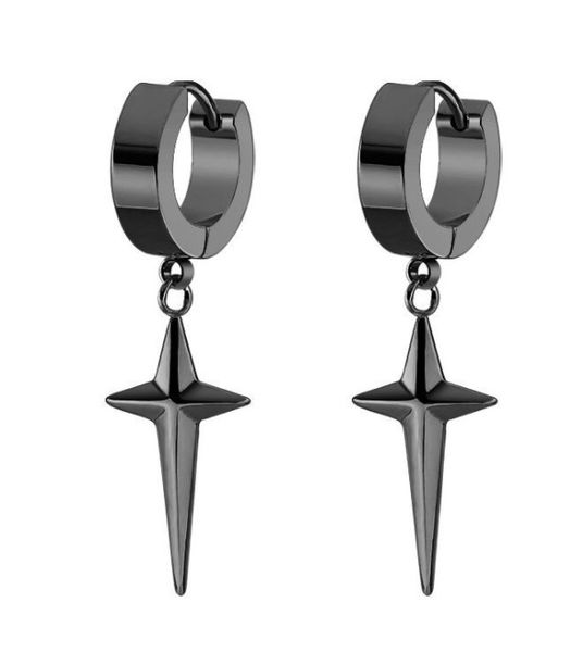 

korean round chandelier cross earrings fashion men's personality versatile, Silver