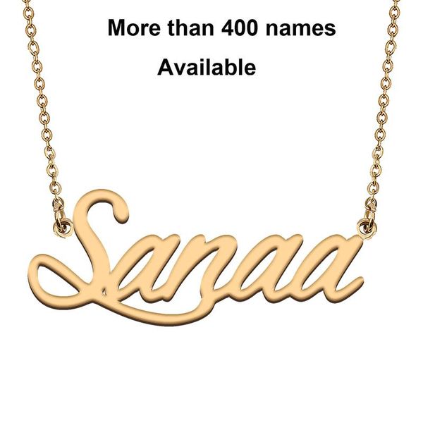

chains cursive initial letters name necklace for sanaa birthday party christmas year graduation wedding valentine day gift, Silver