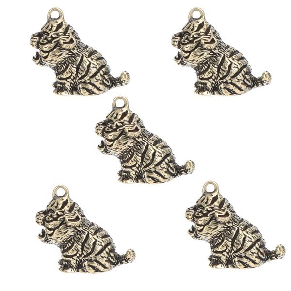 

keychains 5pcs retro brass craft tiger diy adornments pendants keychain, Silver