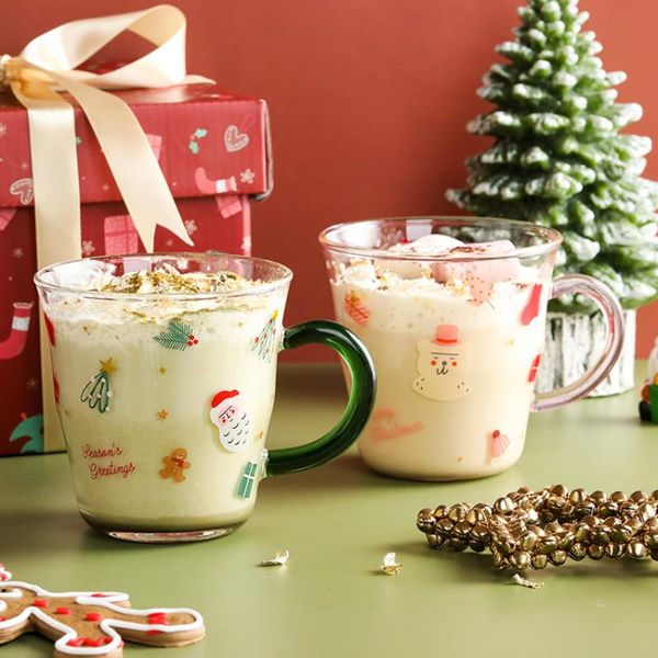 

christmas creative printed glass large capacity cup heat resistant water gift box vasos de vidrio kitchen supplies eb5bl wine glasses