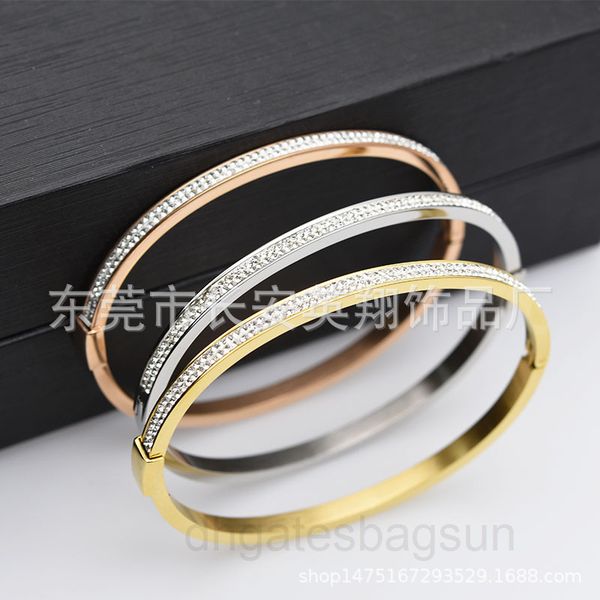 

titanium steel full diamond buckle bracelet stainless kajia mud couple jewelry is better, Black