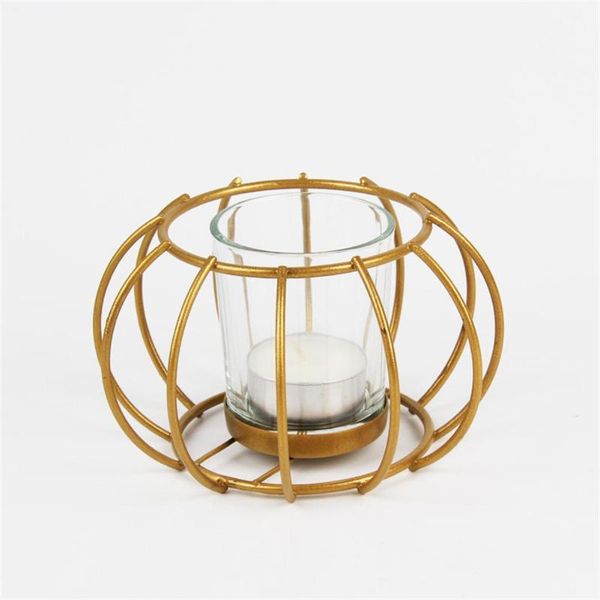 

candle holder household decoration golden lantern hollow iron pumpkin cup holders