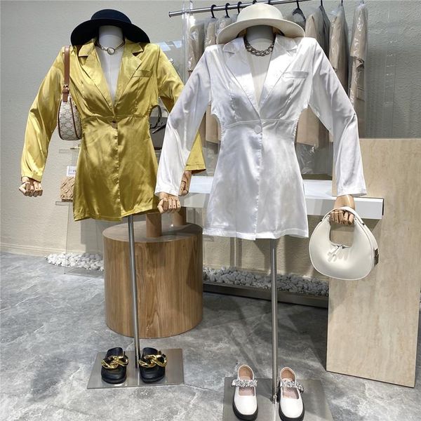

casual dresses brand original design 2021 light mature, fashionable and glossy short dress with open waist long sleeve, Black;gray
