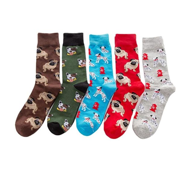 

men's socks 10 pairs/lot autumn winter colorful dog combed cotton medium tube casual factory wholesale price funny, Black