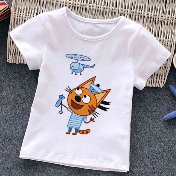 

24m 9t clothes for boys child anime mi hao family a4 print t shirts girl kawaii cat kids tee, Blue