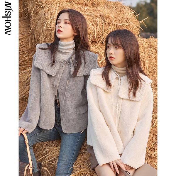

women's wool & blends cmaz 2021 winter coats for women solid elegant outdoor clothing warm fashion loose female outwear overcoats mx20d, Black