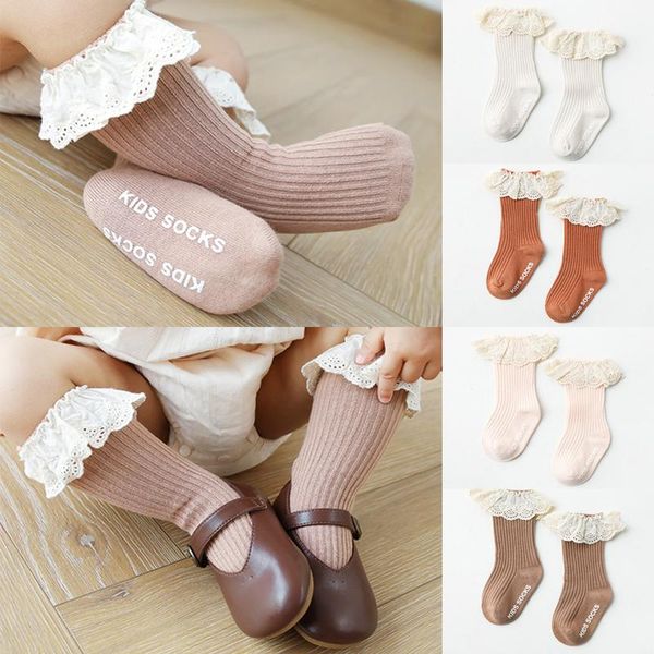 

child baby girls socks long kids knee lengths soft cotton 0-3 years high, Pink;yellow