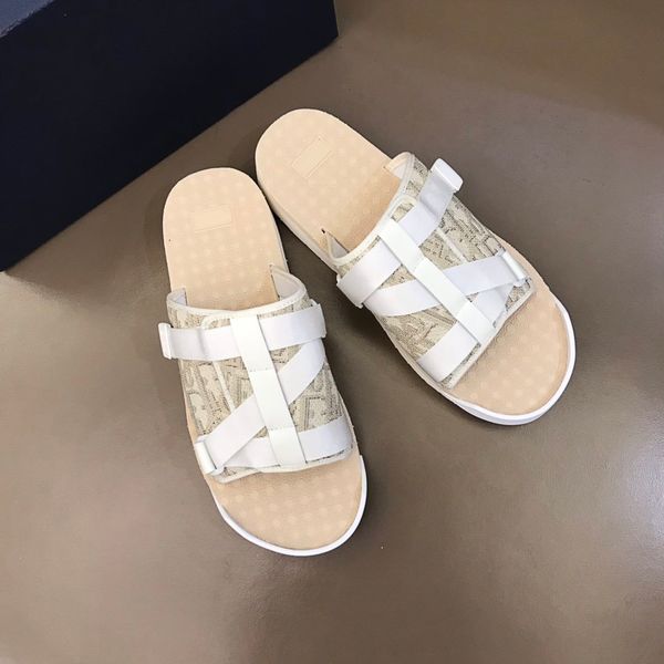 

man slipper designers fashion classics slide graffiti true leather desert sand rubber summer many color options mens sandals with box eur si, Black