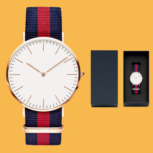 

4-5mens watches ladies watch couple stainless steel dial simple designer sports fashion montre de luxe nylon strap 36mm40mm, Slivery;brown