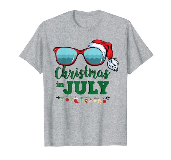 

santa hat sunglasses summer christmas in july tshirt gift, White;black