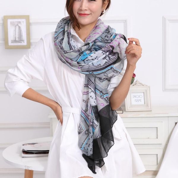 

scarves paisley striped print polyester women fall scarf fashion lightweight soft long shawl and warps 180*80cm, Blue;gray