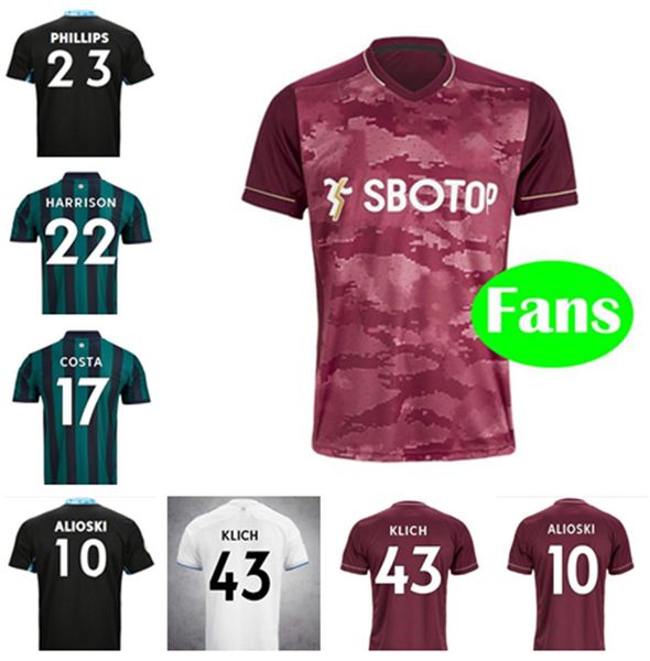 

0/21leeds soccer jerseys20/21koch costa alioski phillips bamford men +kids sockstraining football shirt uniform, Black;yellow