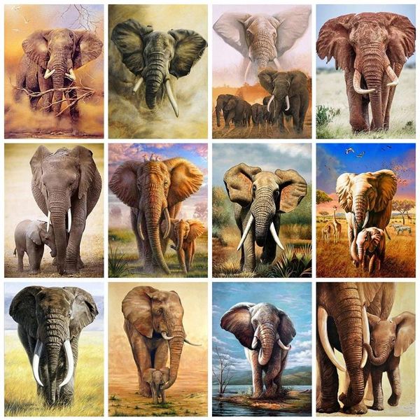 

diamond painting full square africa animals elephant cross stitch embroidery rhinestones mosaic layout crafts needlework