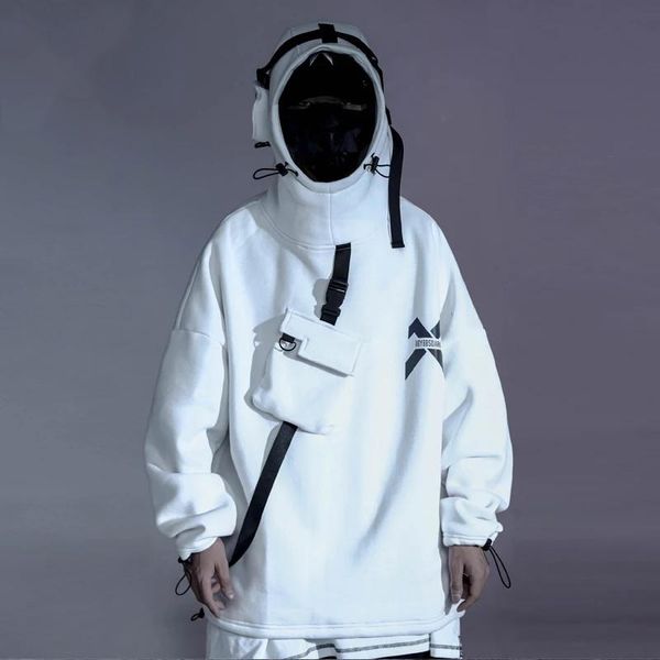 

men's hoodies & sweatshirts clothes hoodie functional wind astronaut sweatshirt discoloration loose couple harajuku techwear streetwea, Black