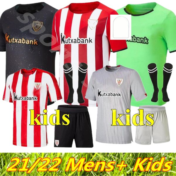 

21 22 bilbao soccer jersey home athletic raul garcia berenguer williams 2021 2022 villalibre muniain yuri i.martinez men + kids kit football, Black