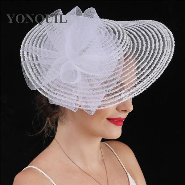 

headpieces wedding bridal fascinator hat nice flower feather tea party women chapeau cap hair clip elegant vintage banquet headwear, Silver