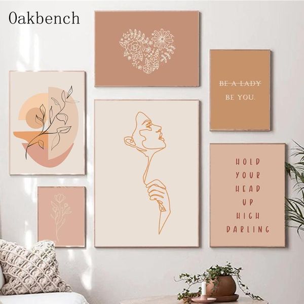 

paintings abstract leaves flowers canvas painting bohemian poster woman body wall art print pictures living room interior home decoration