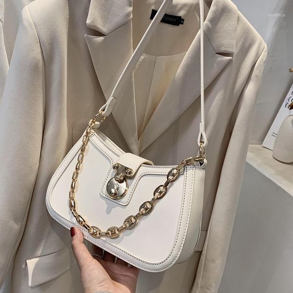 

evening bags retro casual women pu designer leather underarm shoulder for 2021 summer luxury female solid color chain handbag sac