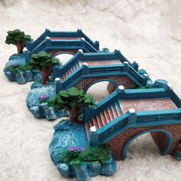 

decorations aquarium decoration blue bridge rockery fake pavilion resin tree fish tank landscape ornament