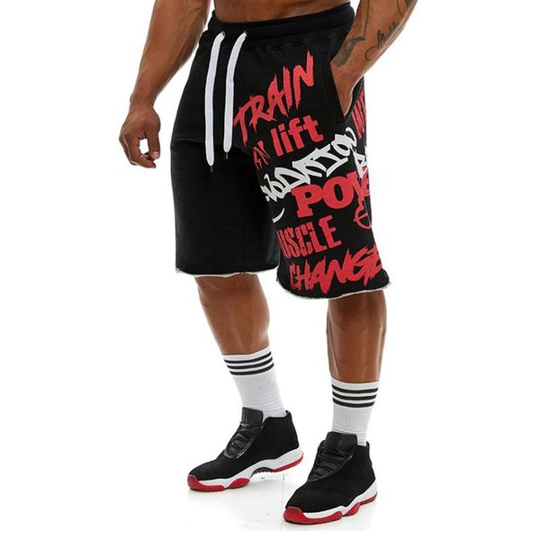

men cotton shorts men's loose short trousers fitness bodybuilding jogger mens black durable sweatpants workout, White;black