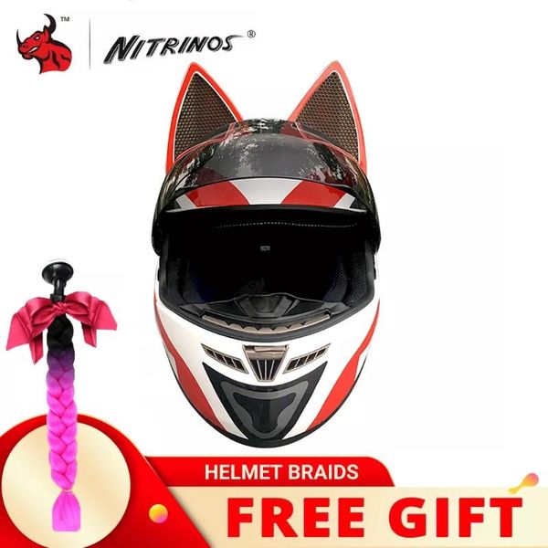 

motorcycle helmets nitrinos helmet full face motocross casco moto double visor motorbike capacete for women