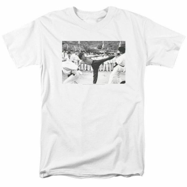 

bruce lee kick to the head t shirt licensed martial arts movie actor tee white, White;black