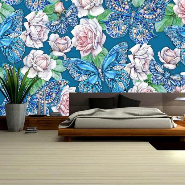

wallpapers 3d butterfly wall art hand painted flower decor living room paint ideas bedroom murals wallpaper for children's