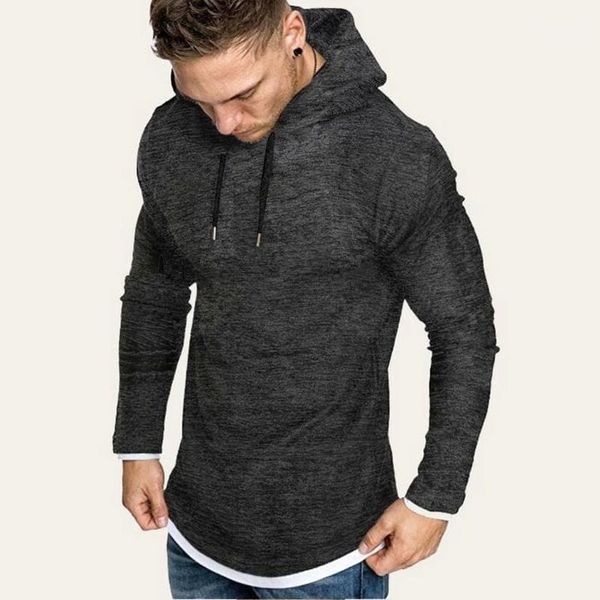 

men's hoodies & sweatshirts chrleisure casual hoodie long sleeve solid men streetwear loose hoody sweatshirt, Black