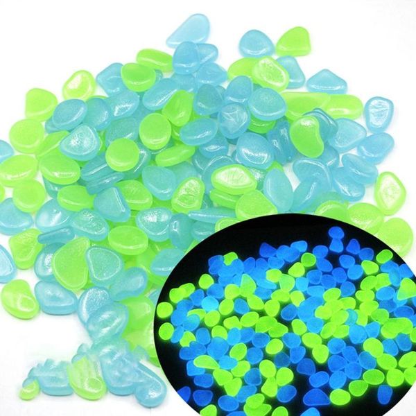 

garden decorations glow in the dark stones luminous blue green color fluorescence pebbles fluorite aquarium fish tank path decor