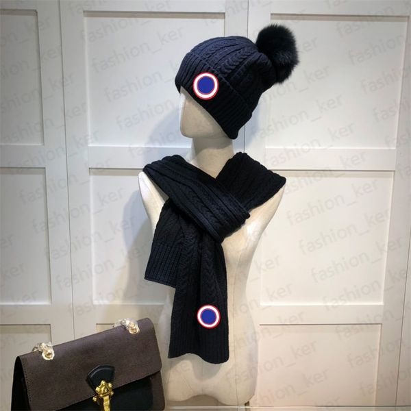 

designer hats scarves sets beanie fuzzy balls knit hat scarf fashion cashmere for man women winter warm shawl long 4 colors quality, Blue;gray