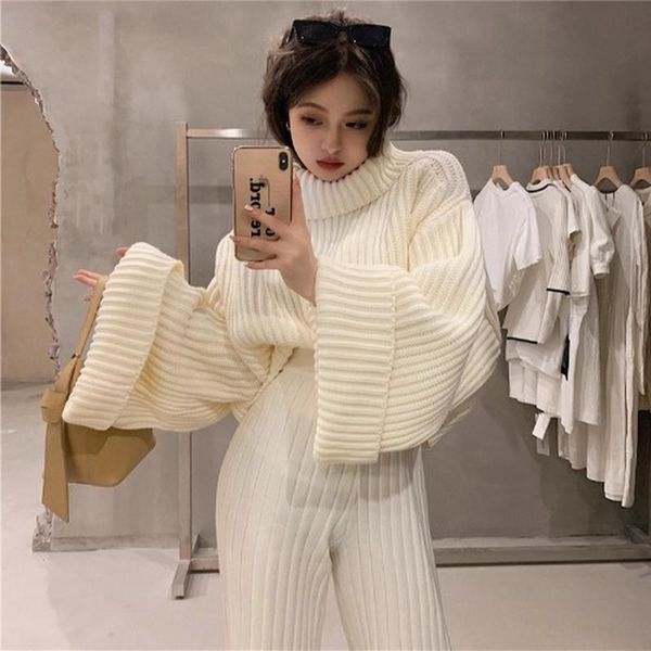 

women's sweaters autummn winter 2021 warm fashion turtleneck woman elegant temperament solid sweater long sleeve knit pullover, White;black