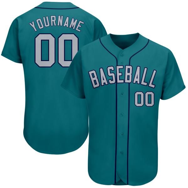 

custom aqua gray-navy authentic baseball jersey, Blue;black