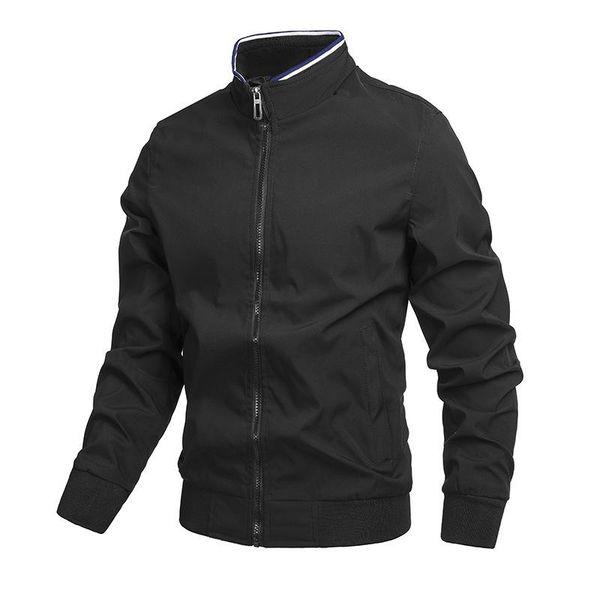

men's jackets 2021 spring autumn men casual solid color jacket coat slim fit fashion stand collar windbreaker male black grey ha246, Black;brown