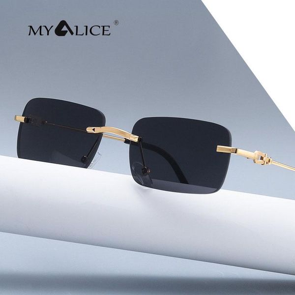

sunglasses myalice fashion retro small rimless personality metal carved glasses legs ity feminino uv400, White;black