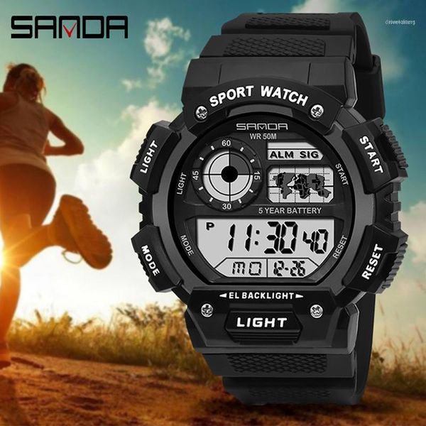 

fashion sport watch men shockproof satch wristwatch luxury luminous digital 50m watches mens brand sanda waterproof clock1, Slivery;brown