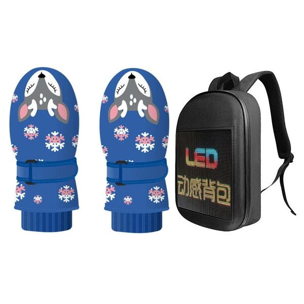 

ski gloves blue children's & fashionable smart waterproof wifi version of led screen dynamic backpack