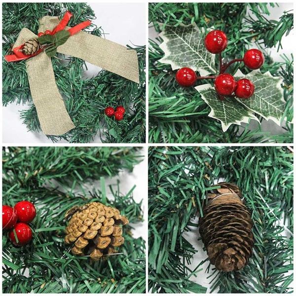 

decorative flowers & wreaths 180cm artificial rattan wreath with pine cones berries christmas fake green plants garland hanging door room wa