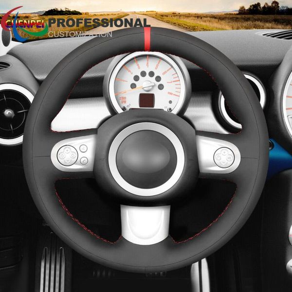 

steering wheel covers diy hand-sewn non-slip black synthetic suede car cover for mini cooper clubman hardinterior accessories