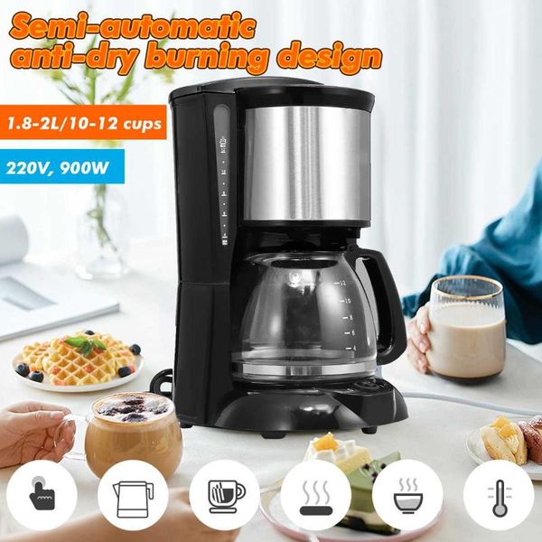 

automatic electric latte espresso coffee maker 8-12 cup moka drip american brewing machine household kitchen boiler makers