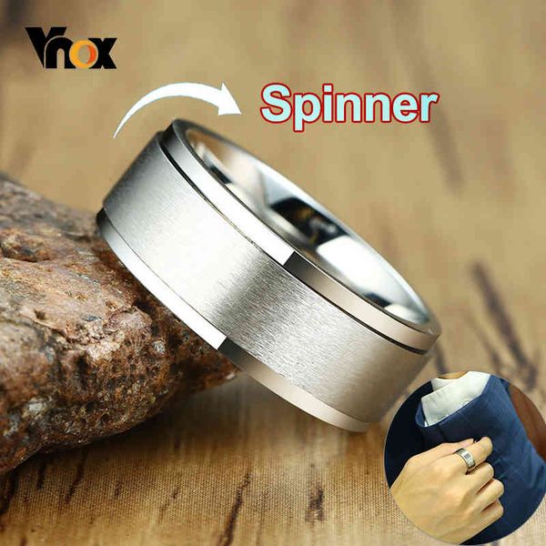 VNOX 6 / 8mm Spinner Yüzük Erkekler Için Stres Bırakma Aksesuar Klasik Paslanmaz Çelik Düğün Band Rahat Spor Takı