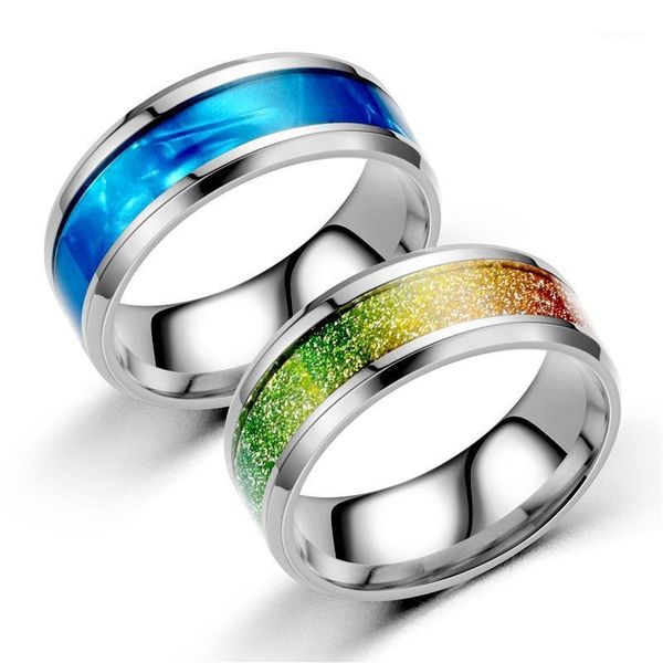 

wedding rings epoxy ring men stainless steel micro-inlaid dripping oil couple for women anniversary fashion jewelry gift drop1, Slivery;golden