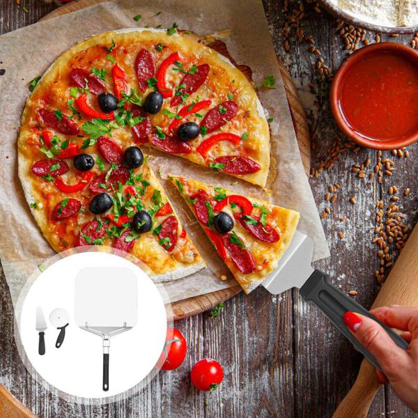 

spoons 3pcs stainless steel pizza peel with folding handle cake transfer spade