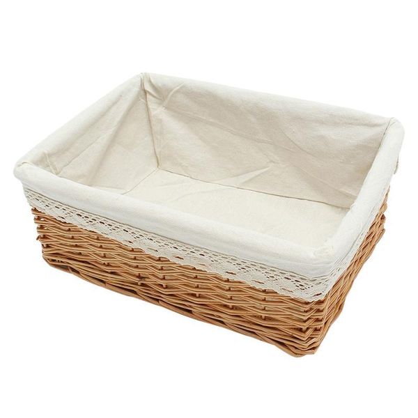 

storage baskets 35*25*13cm multipurpose rectangular wicker basket with removable washable liner willow woven containers - size m