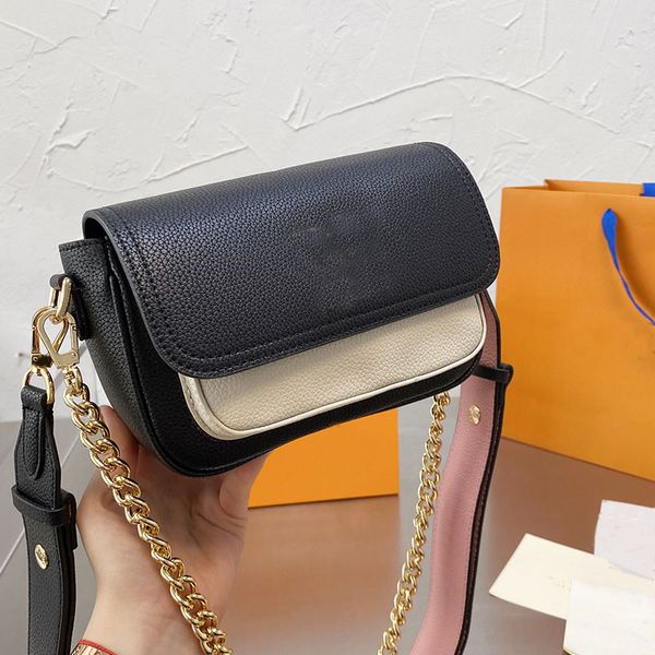 

single shoulder messenger handbag chain small bag women flap envelope wallet color changing leather pouch wide starp
