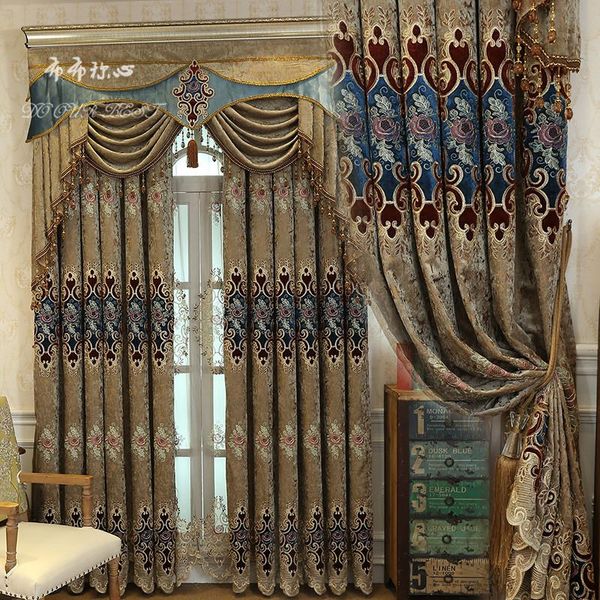 

curtain & drapes europe high-end custom luxury velvet blackout curtains for living room windows with classic embroidery voile bedroom