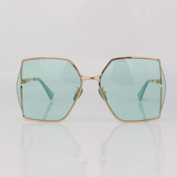 

square metal frame women sunglasses clear lenses green trips, Silver